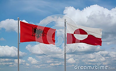 Greenland and Albania flags, country relationship concept Stock Photo