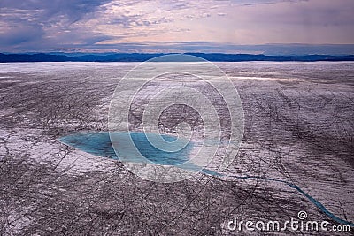 Greenland Ilulissat glacier with blue lake eye Stock Photo