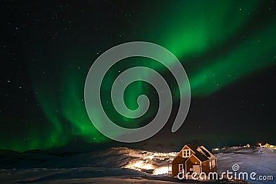 Greenland Northern Lights Stock Photo