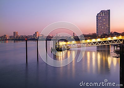 Greenland Pier Surrey Quays at dusk Stock Photo