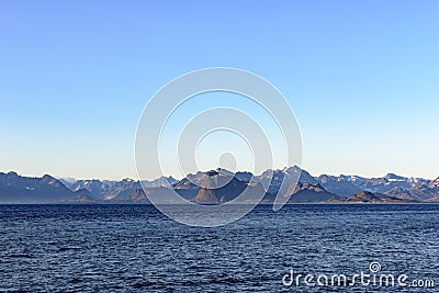Greenlandic coastline with uninhabitated mountains Stock Photo