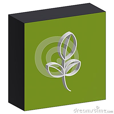 Greens on cube icon Vegetarian and healthy drink 3D illustrations Vector Illustration