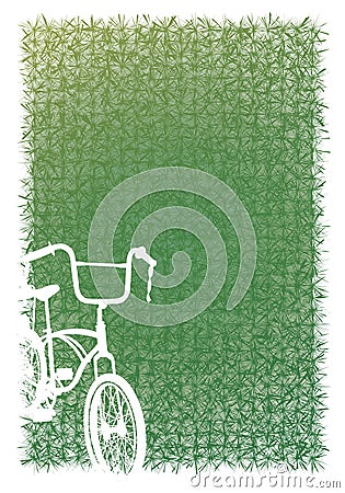 Greensward and white bicycle. Stock Photo