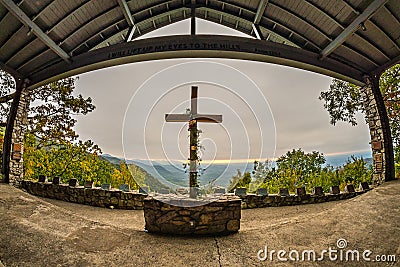 GREENVILLE COUNTY, SC - Oct 15, 2016 - sunrise at Symmes Chapel, aka Pretty Place, is a landmark tourist attraction on Cedar Stock Photo