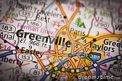 Greenville, South Carolina on map Stock Photo