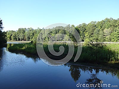Greenway Pathway around Lake Lynn in Raleigh North Carolina Stock Photo
