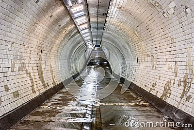 Greenwich Foot Tunnel beneath the River Thames Stock Photo