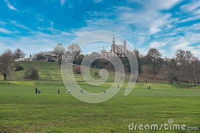 Greenwich Park with the Royal Observatory in the background.London UK. Editorial Stock Photo