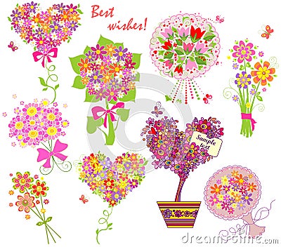 Greeting bouquets Vector Illustration