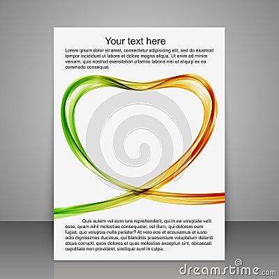 Greeting brochures abstract heart of the colorfull waves Vector Illustration