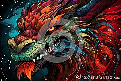 Greeting card, banner, flyer, poster with dragons. Happy Chinese New Year 2024 illustration Cartoon Illustration