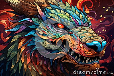 Greeting card, banner, flyer, poster with dragons. Happy Chinese New Year 2024 illustration Cartoon Illustration