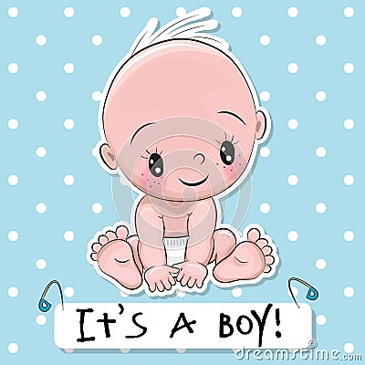 Greeting card it is a boy with baby Vector Illustration