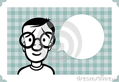 Greeting card with boy face in glasses Vector Illustration