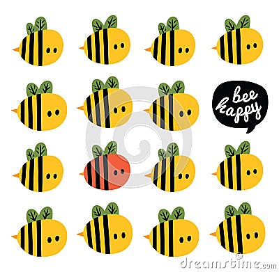 Greeting card with cartoon bees and beehive Vector Illustration