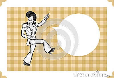 Greeting card with cartoon disco dancer Vector Illustration