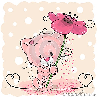 Cat with flower Vector Illustration