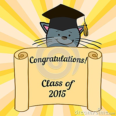 Greeting card with a character and congratulations Vector Illustration