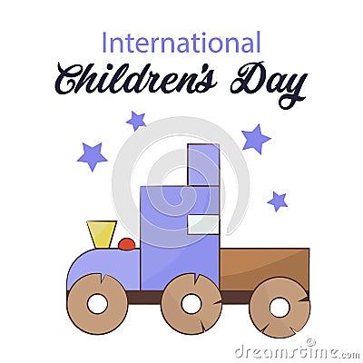 Children s day card. Vector illustration on a white background. Cartoon Illustration
