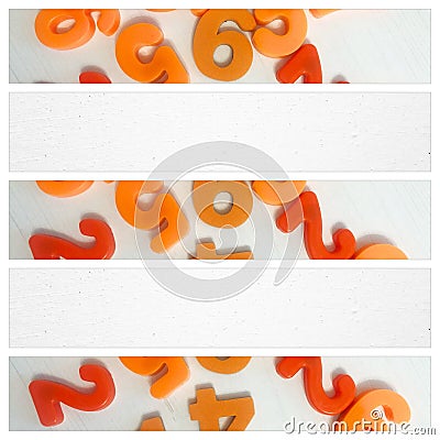 Greeting Card Collage Orange Numbers Stock Photo