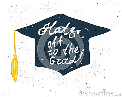 Greeting Card With Congratulations Graduate Completion of Studies Vector Illustration