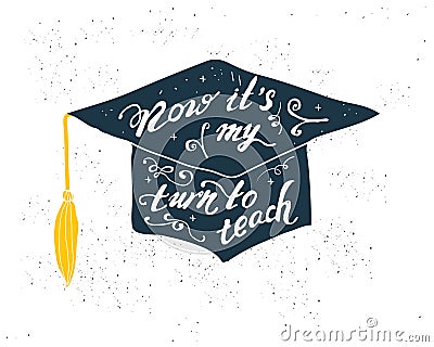 Greeting Card With Congratulations Graduate Completion of Studies Stock Photo