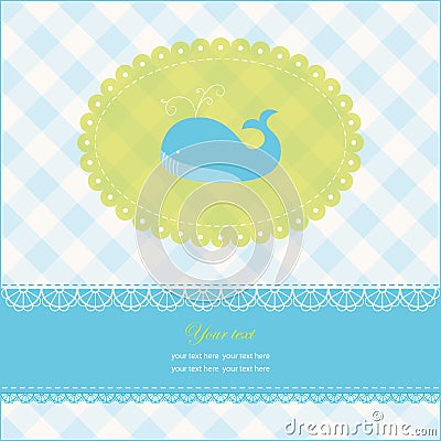 Greeting card with copy space and blue whale Vector Illustration