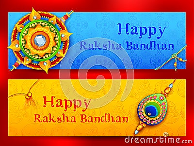 Greeting card with Decorative Rakhi for Raksha Bandhan background Vector Illustration