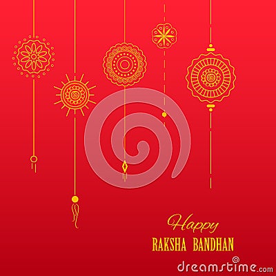 Greeting card with Decorative Rakhi for Raksha Bandhan background Vector Illustration