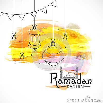 Greeting card design for Muslims holy month Ramadan Kareem. Stock Photo