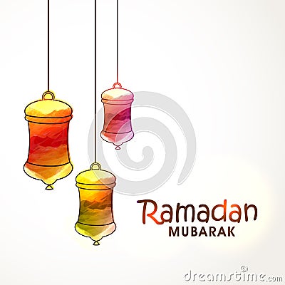 Greeting card design for Ramadan Mubarak. Stock Photo