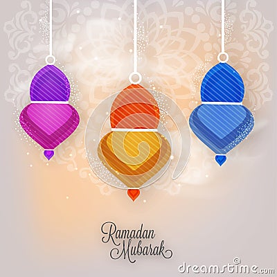 Greeting card design for Ramadan Mubarak. Stock Photo