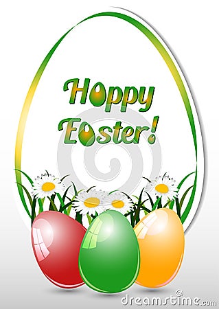 Greeting card for Easter with ornament from eggs and spring camomiles. Christ Is Risen Vector Illustration