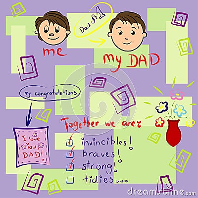 Greeting card on Father's Day Vector Illustration