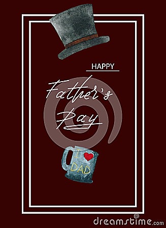 Greeting card for father`s day, watercolor, hand-drawing Stock Photo