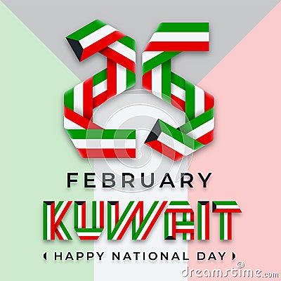 25 February national day of Kuwait greeting card with Kuwait flag colors. Vector illustration Vector Illustration