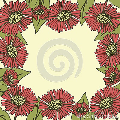 Greeting card. Floral background. Poster. Frame. Vector Illustration