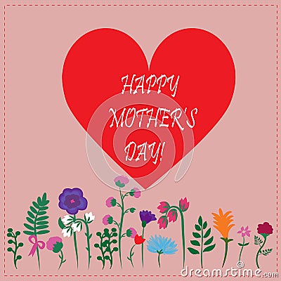 Greeting card with flowers for mother day Vector Illustration