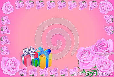 Greeting card, gift, roses Stock Photo