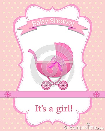 Greeting card for a girl on Baby Shower Stock Photo