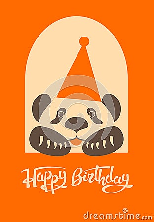 Greeting card happy birthday panda Vector Illustration