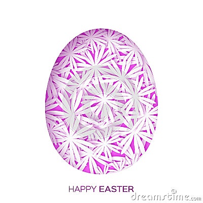 Greeting card with Happy Easter - with purple flower Easter Egg Vector Illustration