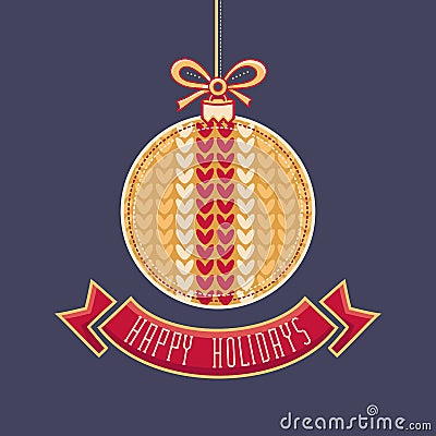 Greeting Card Happy Holidays Vector. Ball Form Vector Illustration