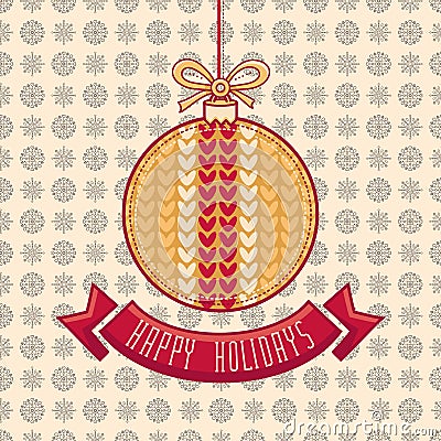 Greeting Card Happy Holidays Vector. Ball Form Vector Illustration
