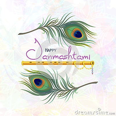 Greeting card for happy Janmashtami. Vector Illustration