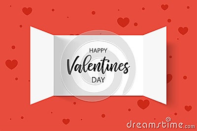 Greeting Card. Happy Valentines Day lettering. Advent Calendar Doors opening with heart. Vector illustration Vector Illustration
