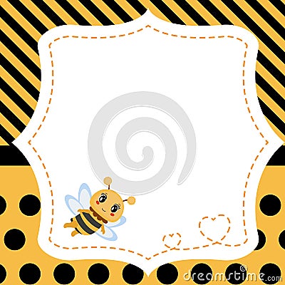 Greeting card with honey bee. Vector Illustration