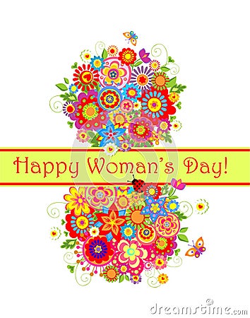 Greeting card for international Womans Day Vector Illustration