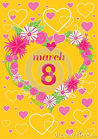 Greeting Card 8 March Woman Day Vector Illustration