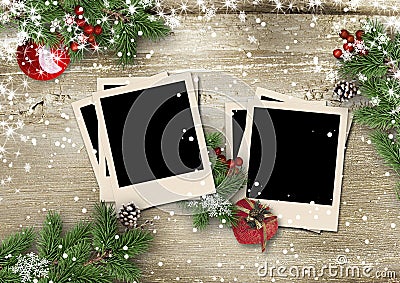 Greeting card Merry Christmas and Happy New Year with decoration Stock Photo